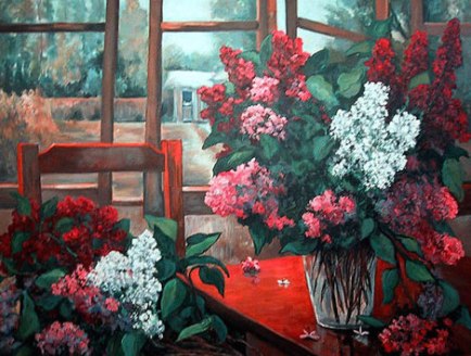 Bouquet of Lilacs by the Open Window